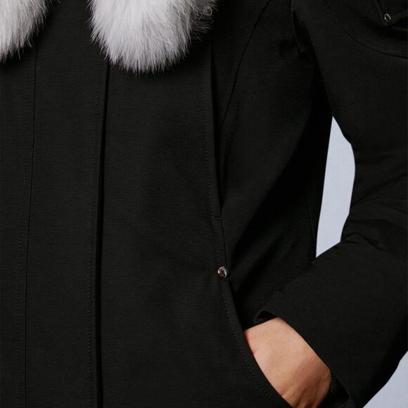 Moose Knuckles Black Parka With White Fox Fur NWT - Picture 11 of 14